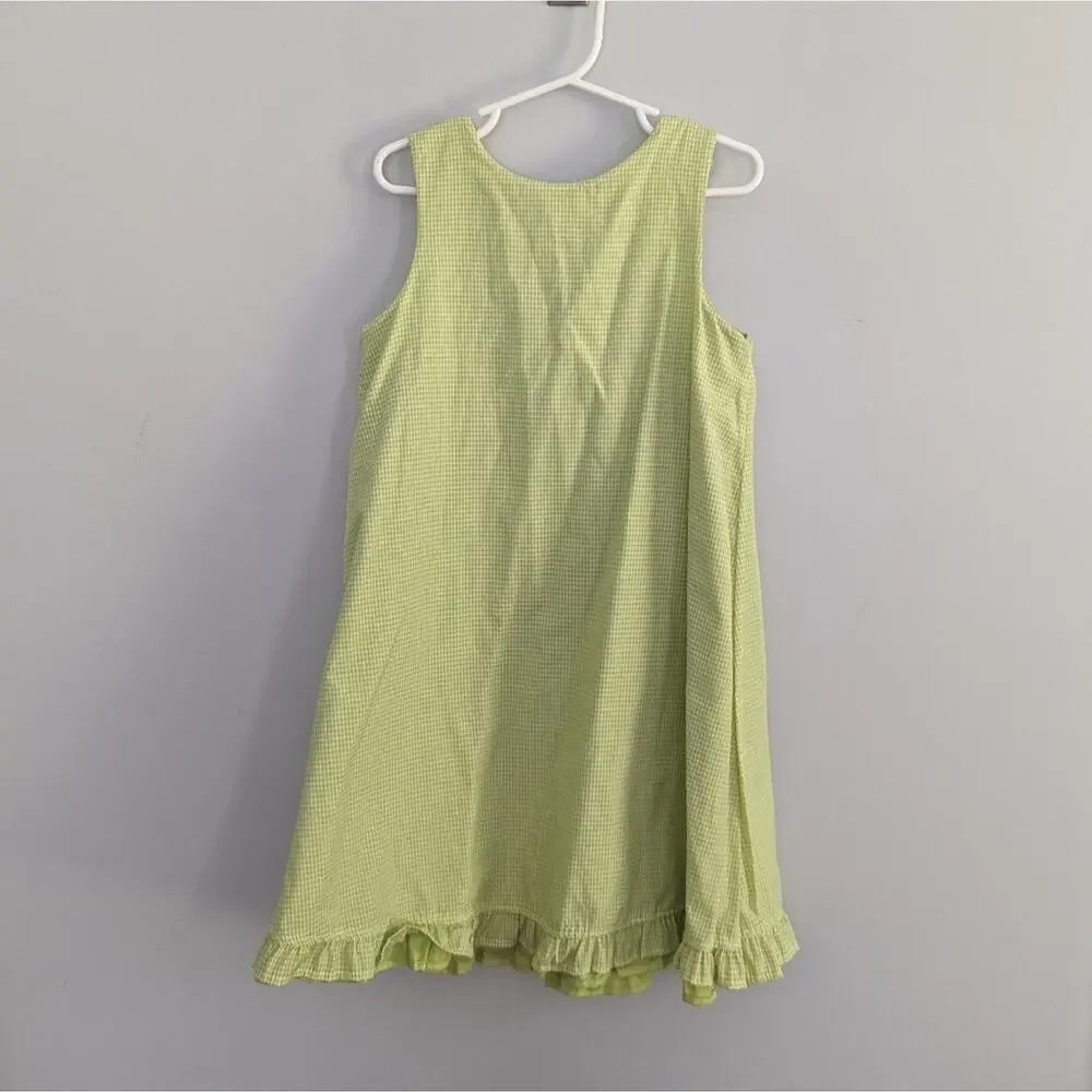 NEW Vintage Girl's 5 Mulberry Street Reversible Green Dress Floral Gingham FLAW